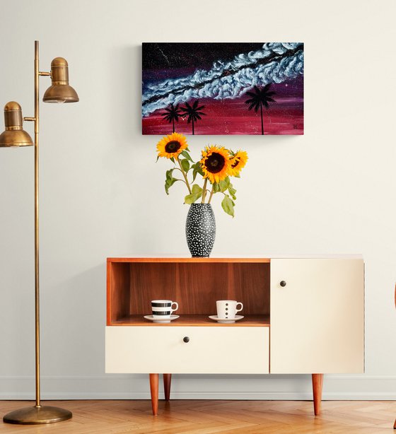 Mystic plum sky with clouds