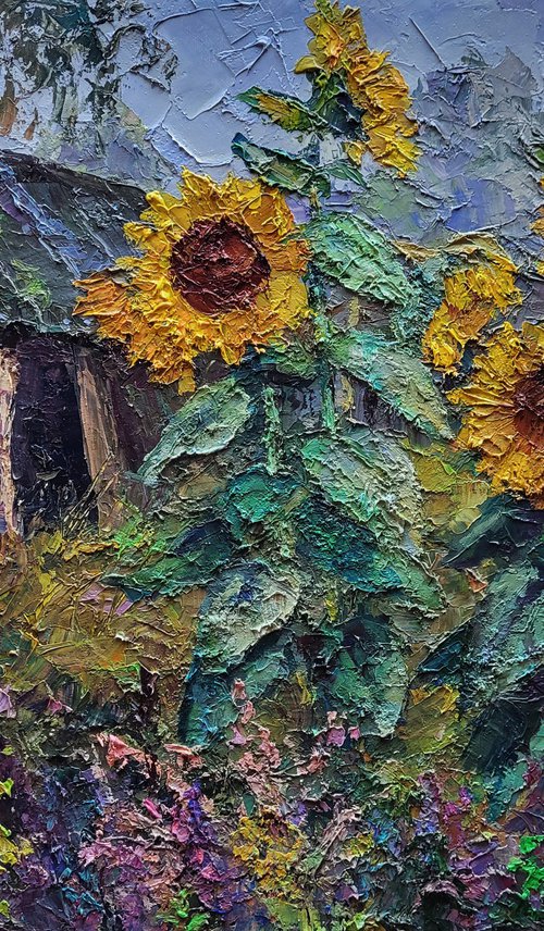 Sunflowers in the garden by Boris Serdyuk