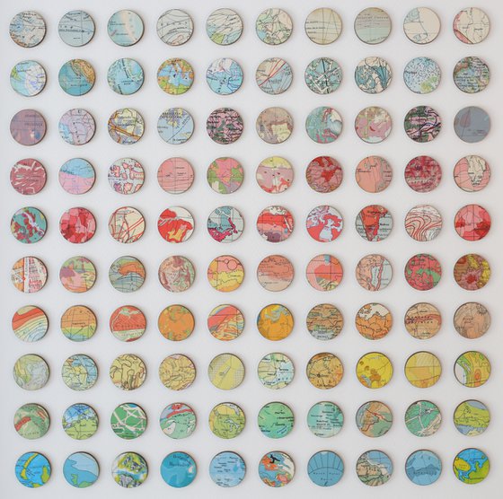 100 rainbow map dots artwork CUSOM ORDER FOR Jocelyn