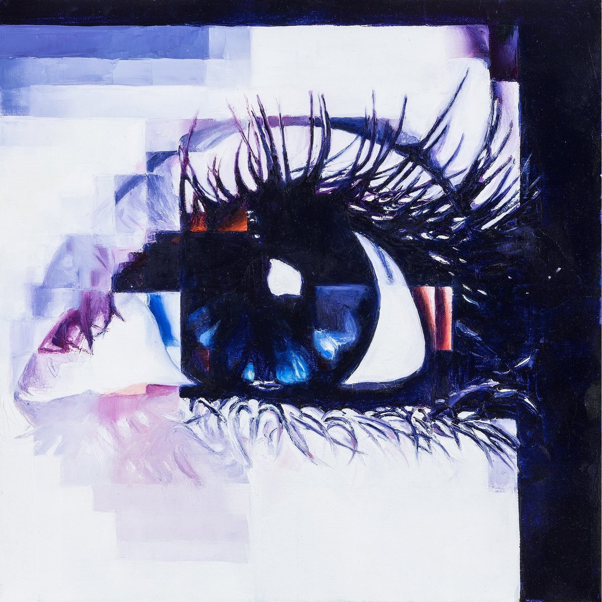 Urban And Pop Portrait Oil Painting By Assunta Cassa, 16 X 16, Io Ti Vedo 2, Original Artwork