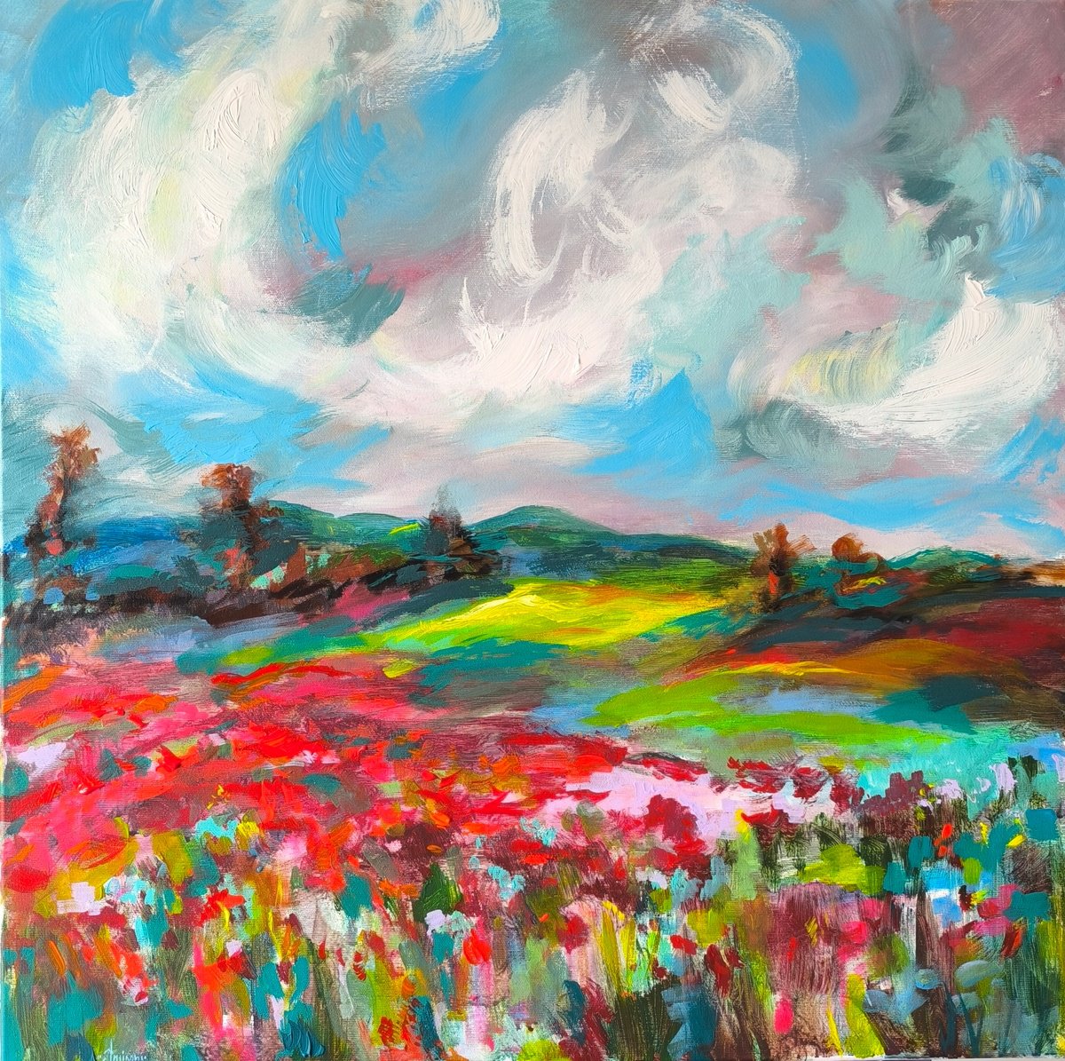 Landscape with poppies by Antigoni Tziora