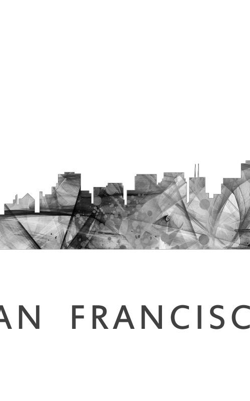 San Francisco California Skyline WB BW by Marlene Watson