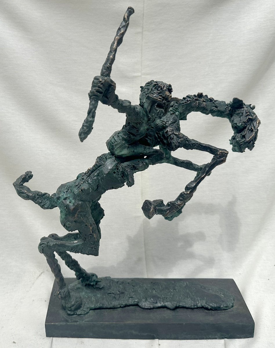 Surrealistic Portrait Bronze Sculpture By Toth Erno, 14 X 16", Equestrian Warrior, Original Artwork
