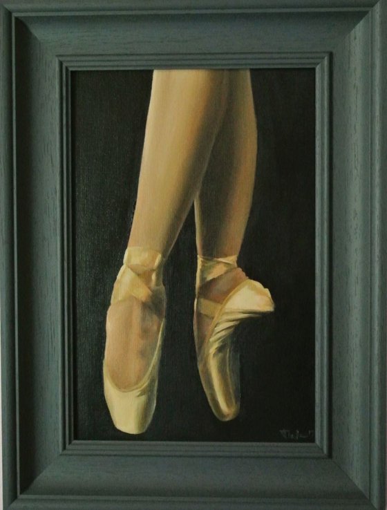 'Pointe' , Ballet Shoes, Ballet Painting, Ballerina, Dance, Framed and Ready to Hang