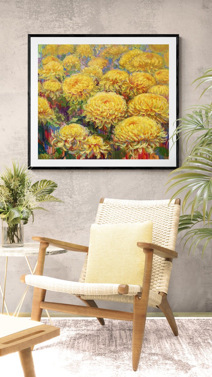 Impressionistic Botanical Oil Painting By Evgeny Chernyakovsky, 31 X 27, Bouquet Of Yellow Flowers, Original Artwork