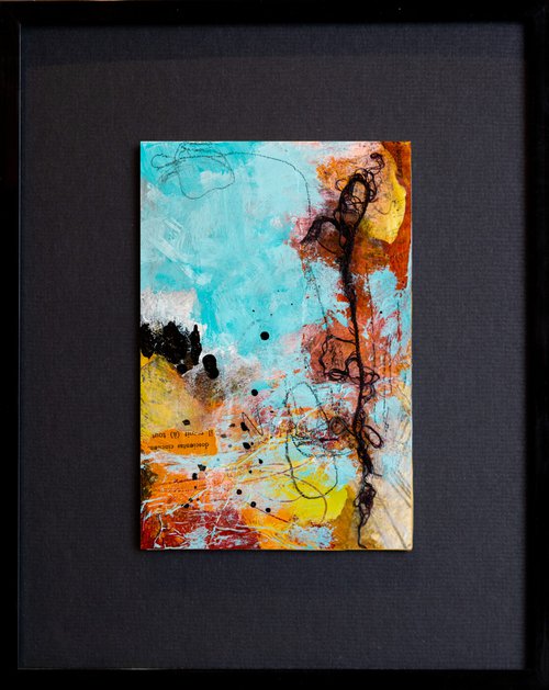 250 - Small abstract painting with mat by Chantal Proulx
