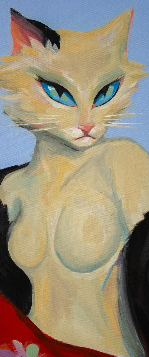 Feline in Red by Christine Bolahau