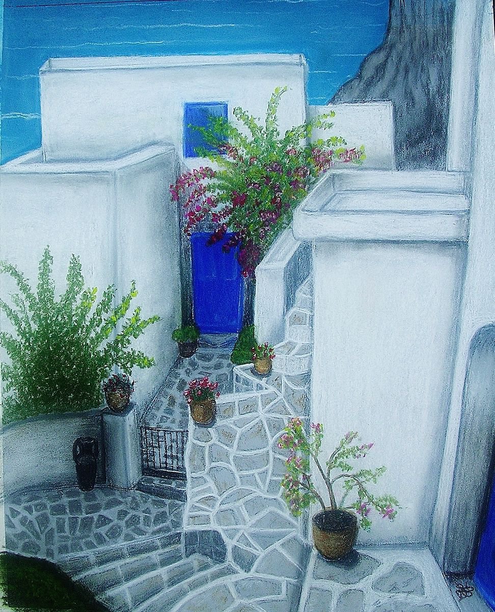 Greek Island Home 1 by Linda Burnett