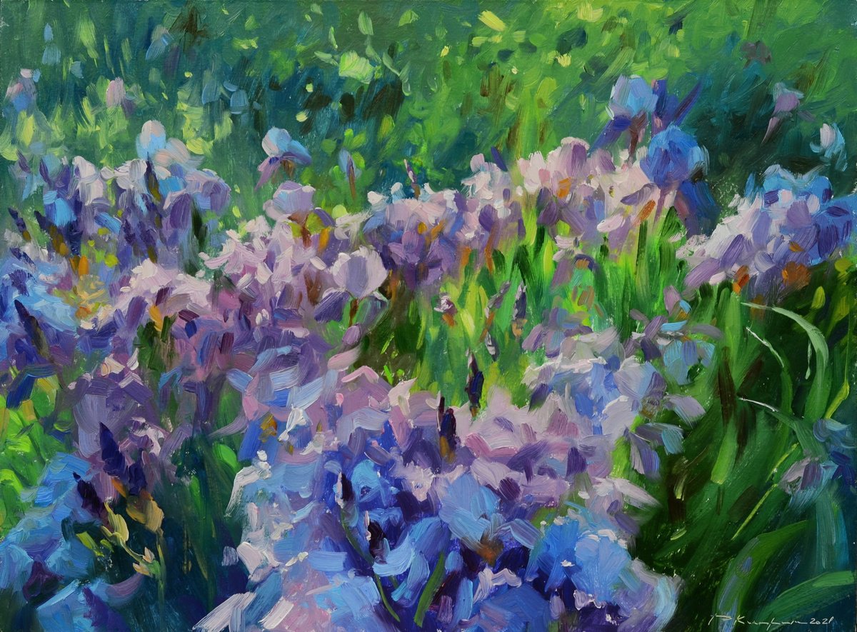 Irises in the garden by Ruslan Kiprych