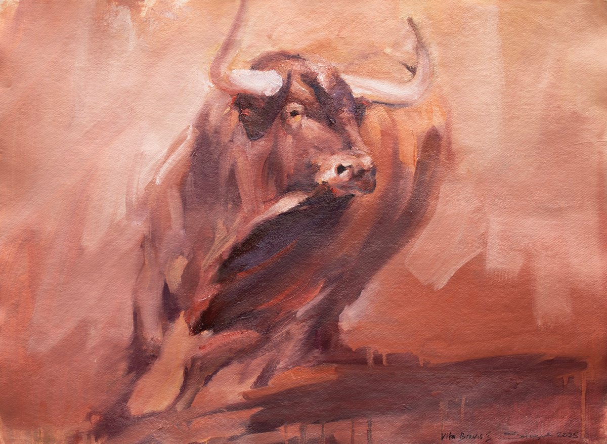Expressive Animal Oil Painting By Zil Hoque, 30 X 22", Vita Brevis I (Study), Original Artwork