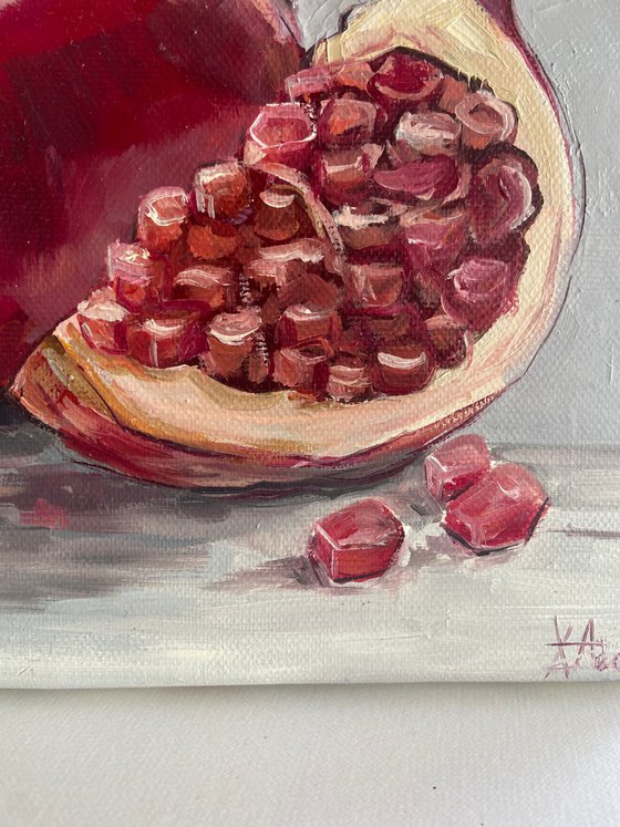 Pomegranate Still Life Oil Painting On canvas 20x20cm