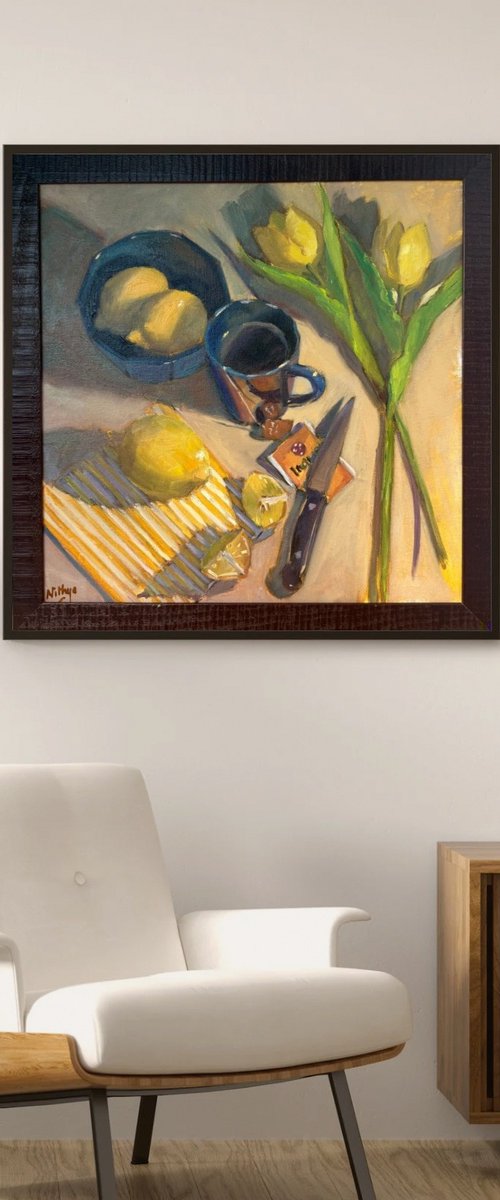 Tea with Lemons - Kitchen painting by Nithya Swaminathan
