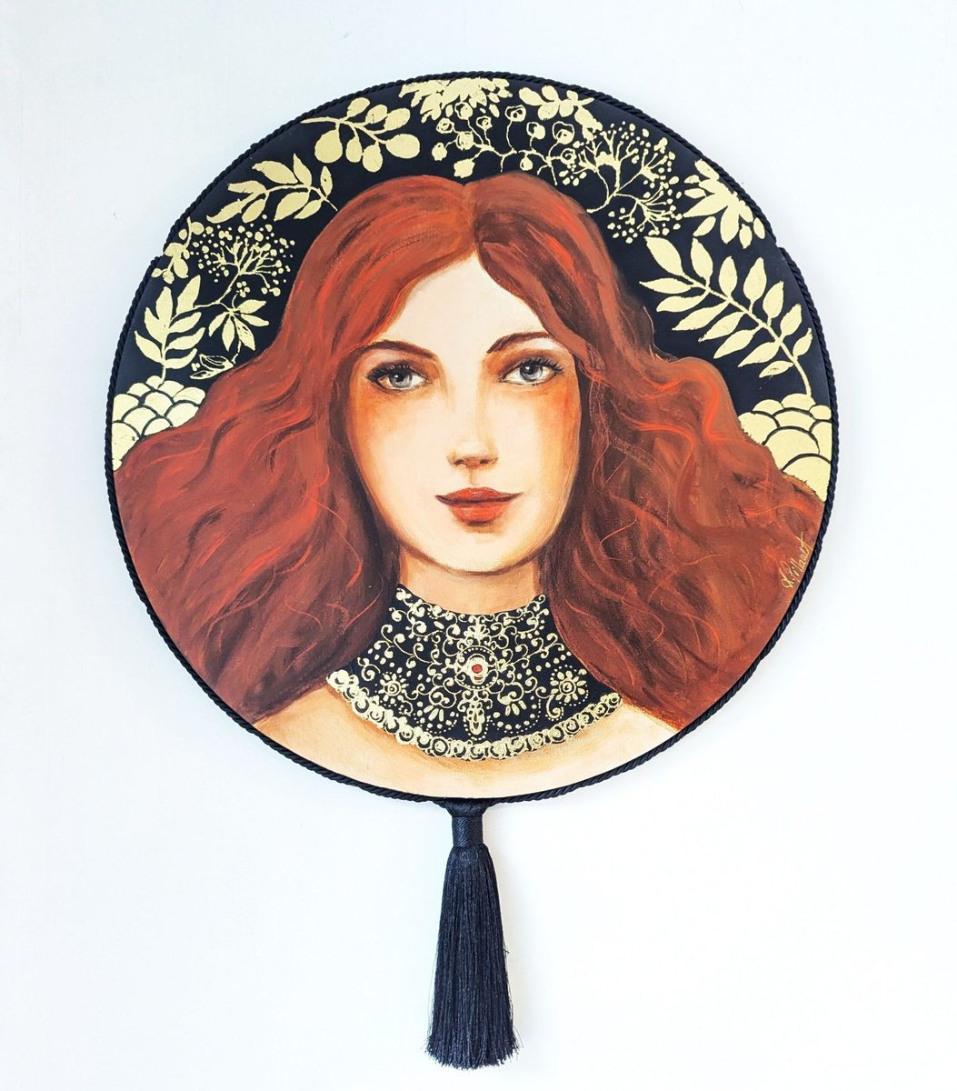 Illustrative Acrylic Painting , Red-Haired Opulence By Loetitia Pillault, 0 X 31, Artwork For Sale On Artfinder