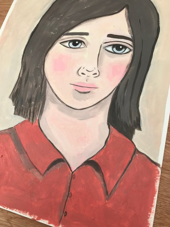 Portrait in Red Shirt