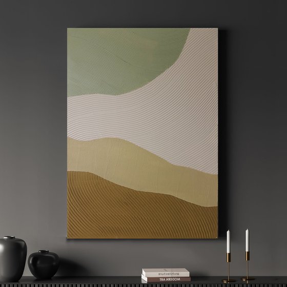 "Cream Field" Beige abstract high textured