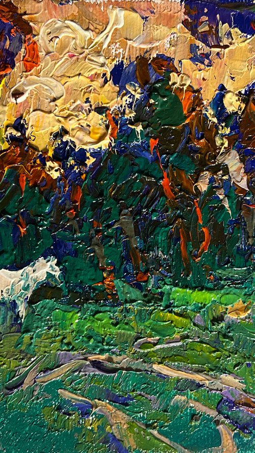 Yellow sunset behind tree by Kalenyuk Alex