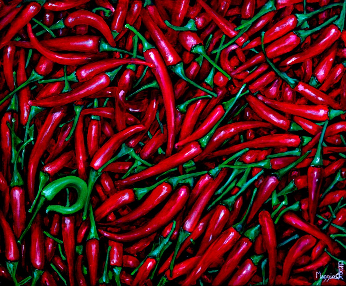 Impressionistic Still Life Oil Painting By Antonio Maggio Carluccio, 22 X 18, Pipirussi3, Original Artwork