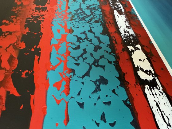 Red Sky Blue accent on black