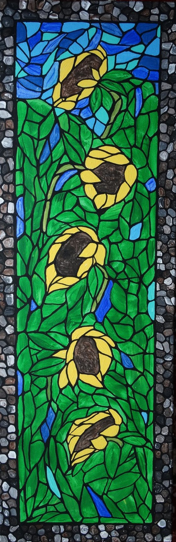 Stained glass sunflowers