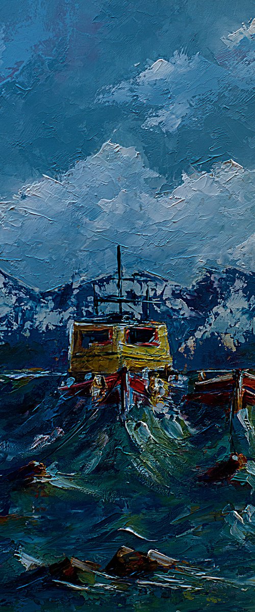 Boat on Adriatic sea. Croatian seascape by Marinko Šaric