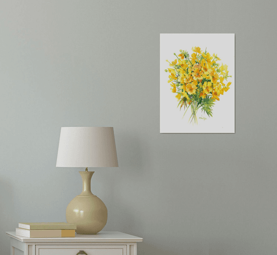 buttercup flowers watercolor painting