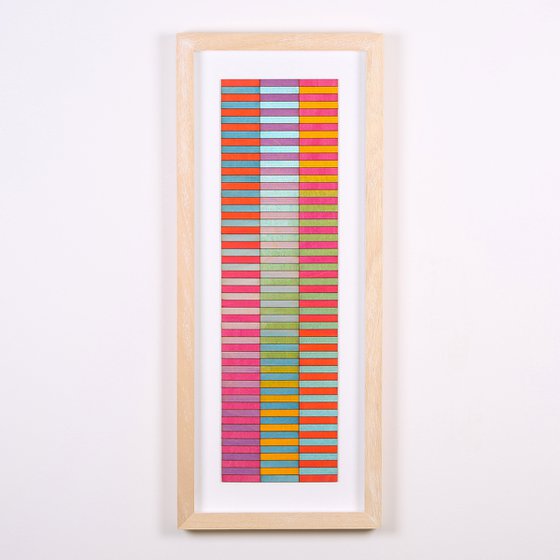 Three Panel Long Stripe Colour Study Natural Frame