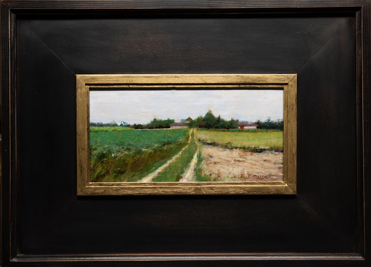 Impressionistic Landscape Oil Painting By Rostyslav Malysh, 22 X 16", "Village Road", Original Artwork