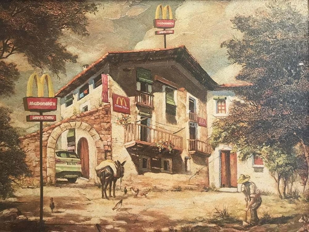 Surrealistic Landscape Giclee Print By Haus Of Lucy, 17 X 12, Drive Thru, Original Artwork