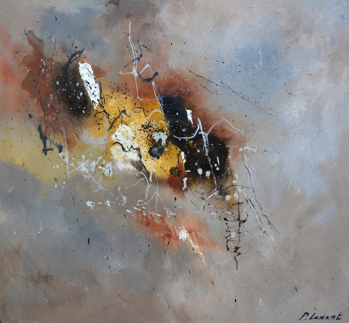 Abstract Oil Painting By Pol Henry Ledent, 24 X 24", Something Rather Than Nothing, Original Artwork