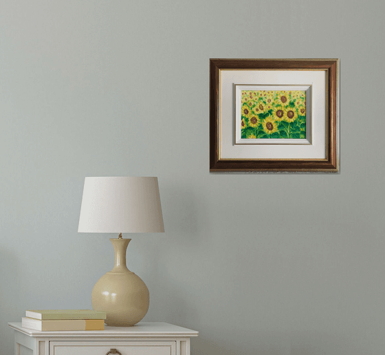 Sunflowers  ( Yellow and Green ) - FRAMED