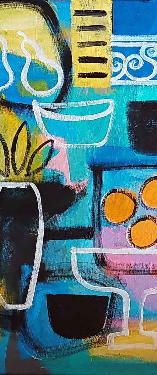 Still Life & Four Oranges by Jan Rippingham