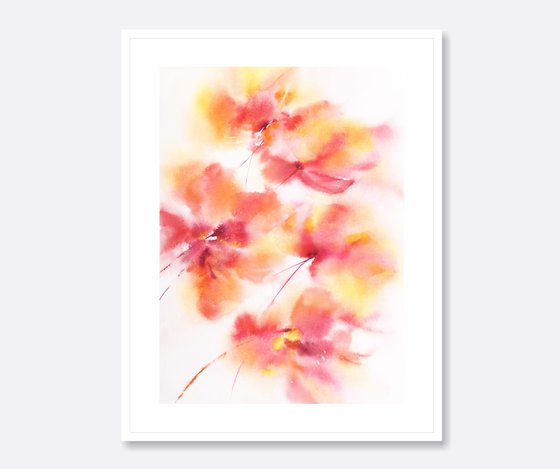 Red flowers, bright floral wall art