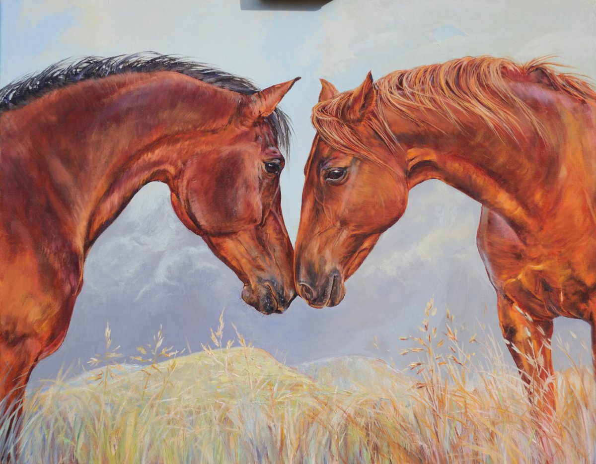 Impressionistic Animal Oil Painting By Elina Vetrova, 35 X 28, Before The Storm, Original Artwork