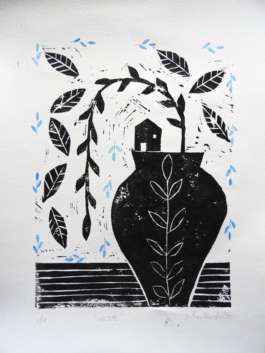 Illustrative Still Life Limited Edition Print By Silvia Beneforti, 8 X 12", Vase, Original Artwork