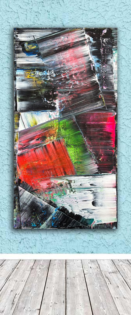 "Know When To Fold 'Em" - Original Large PMS Abstract Acrylic Painting On Canvas - 24" x 48" by Preston M. Smith (PMS)