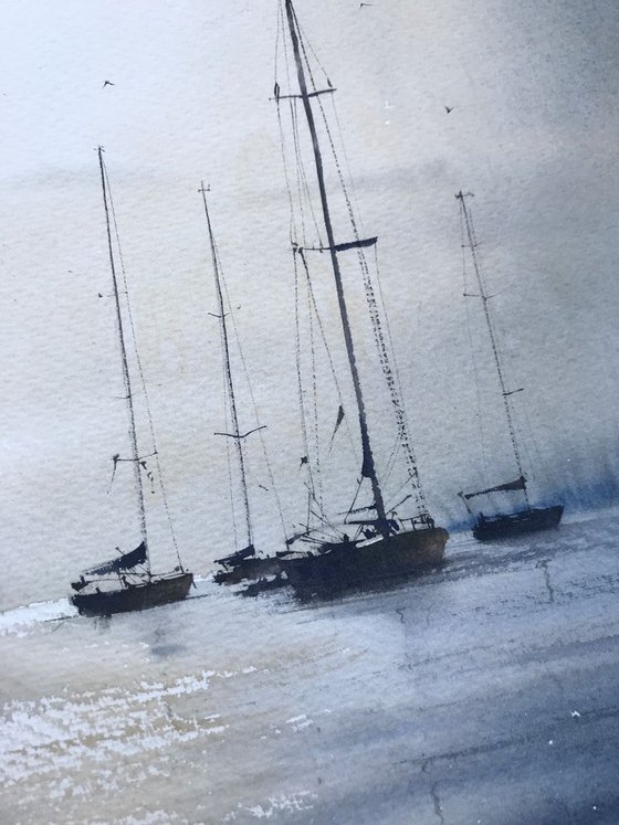 Yachts at anchor