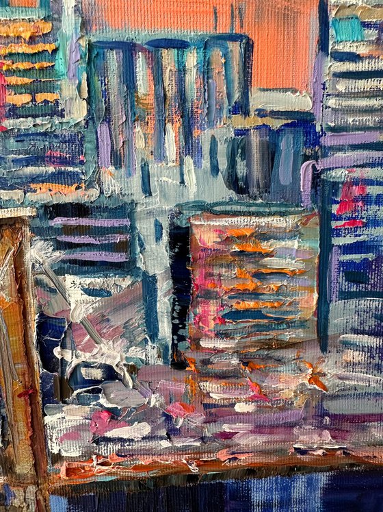 "Evening in New York" oil painting, cityscape, XXL