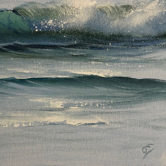 Deliverance, ocean wave oil painting by Eva Volf