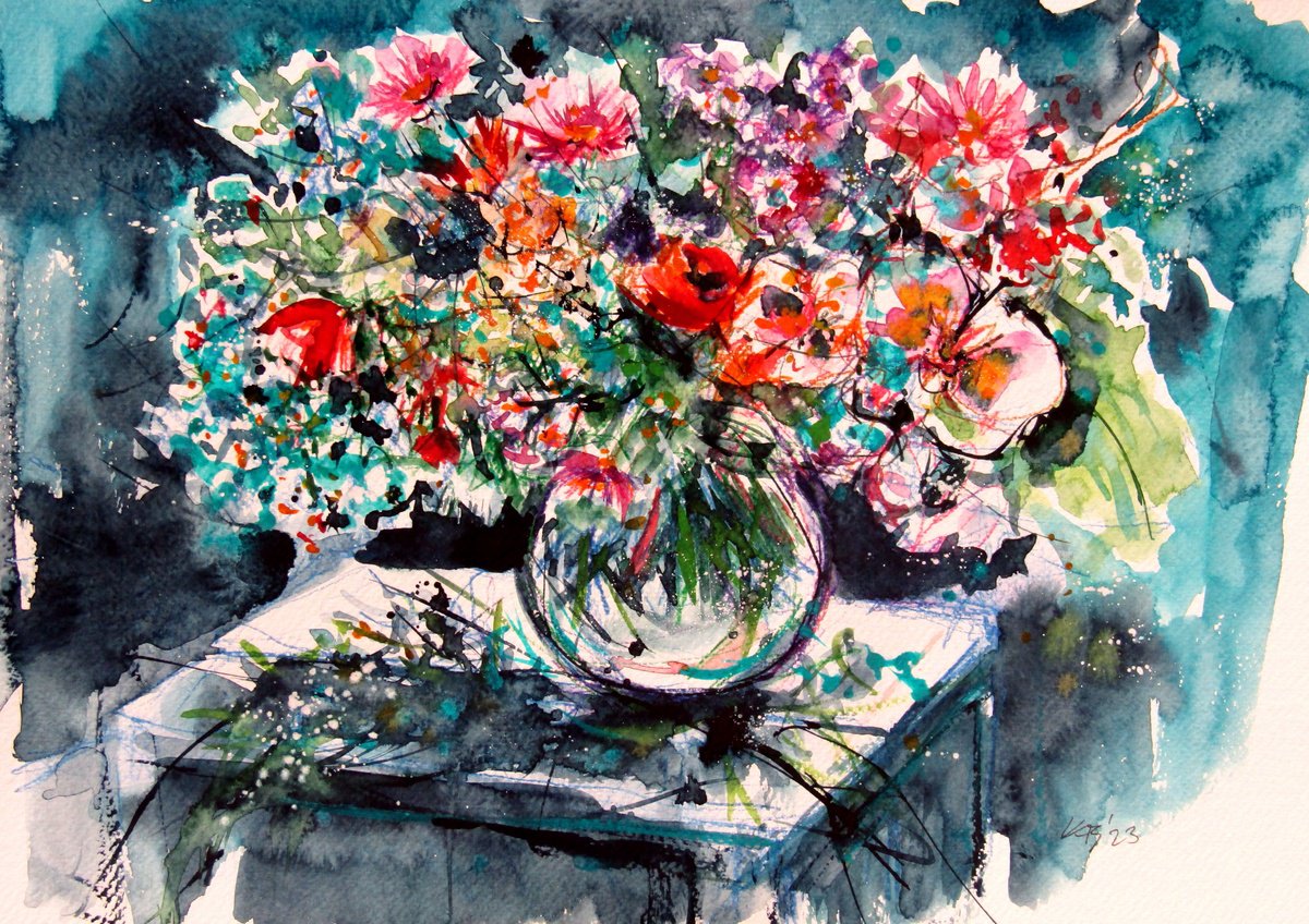 Bouquet of flowers /26 x 37.5 cm/ by Kovcs Anna Brigitta