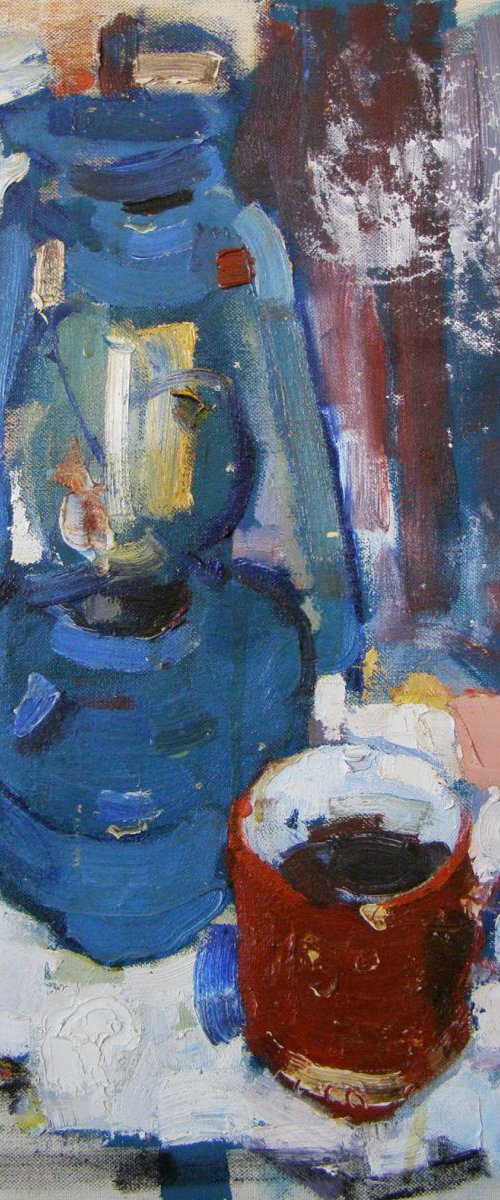 Still Life With Blue Kerosene Lamp. by Igor (Krapar) Shcherbakov