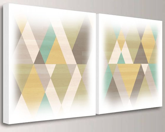 mid century modern art M001 - print on canvas 60x120x4cm - set of 2 canvases