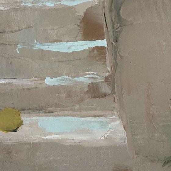 Mediterranean Seascape with lemons and palm