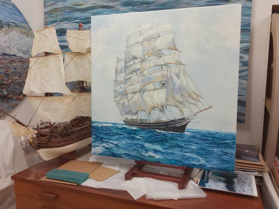 THE CUTTY SARK AT SEA IN FINE WEATHER