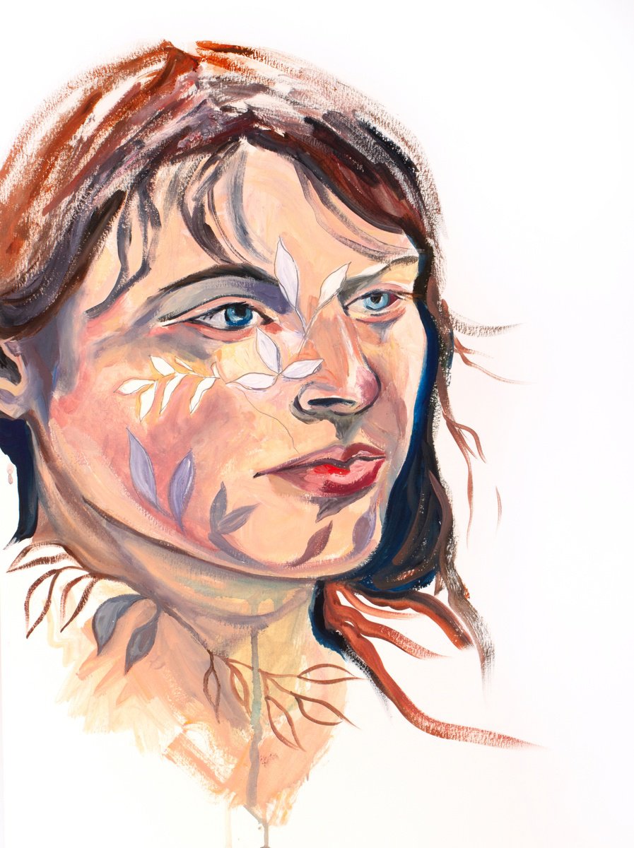 Expressive Portrait Oil Painting By Elizabeth Becker, 18 X 24, Natural, Original Artwork