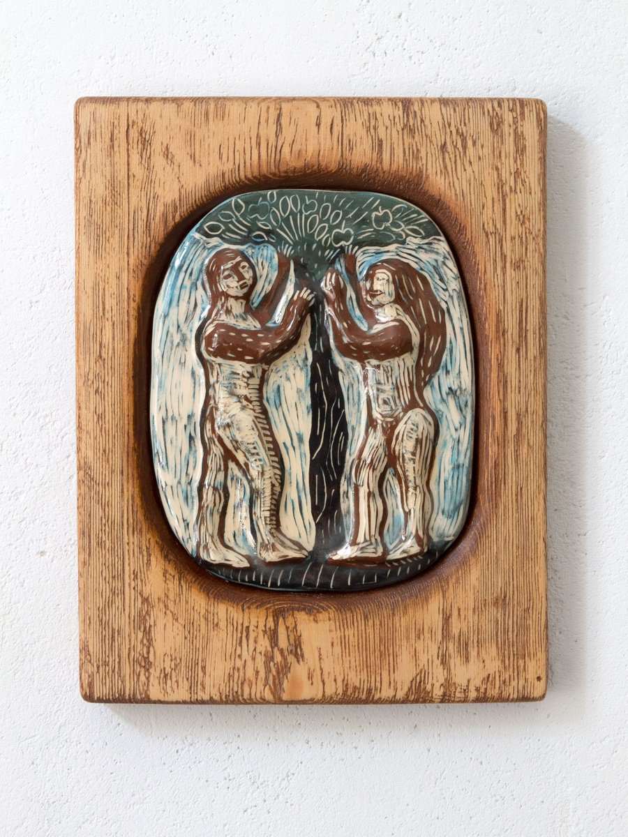 Naive Portrait Sculpture By Yuliia Dunaieva, 7 X 8", Garden, Original Artwork