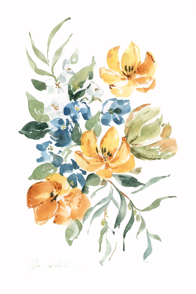 Yellow meadow bouquet by Olga Koelsch