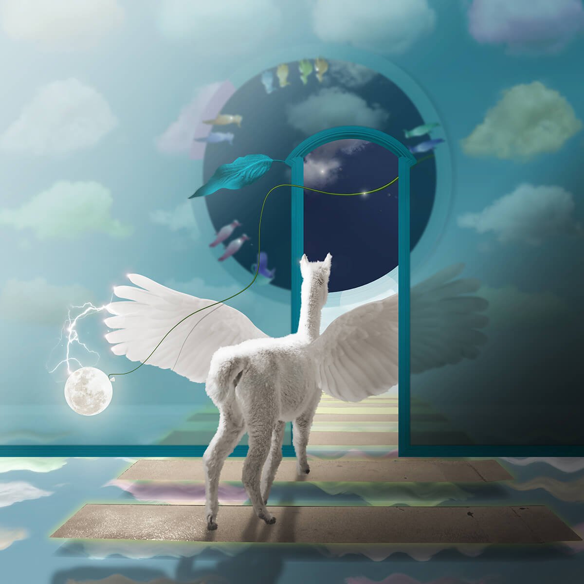 Surrealistic Animal Print By Vanessa T Stefanova, 24 X 24", Alpaca