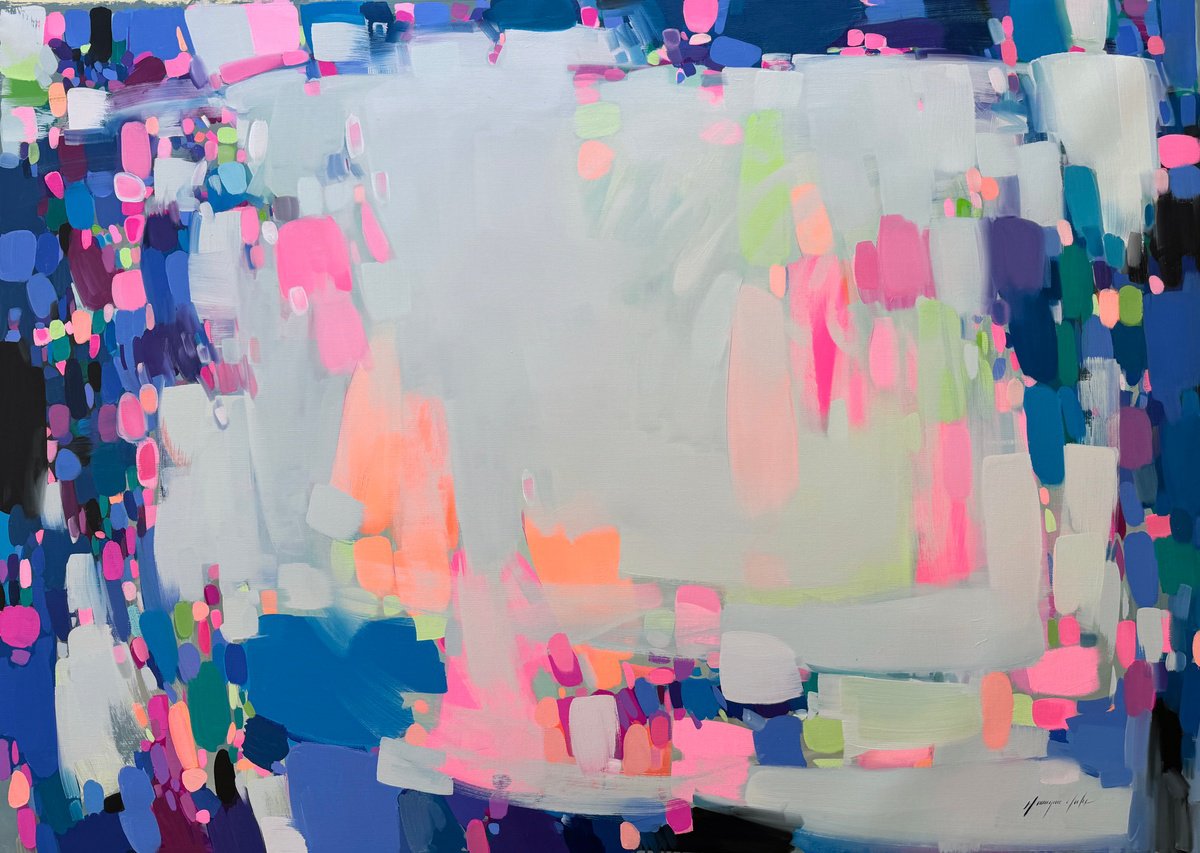 Abstract Oil Painting By Vahe Yeremyan, 64 X 45", Adrift, Original Artwork