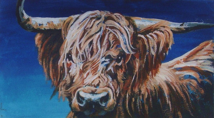 Highland Cow 2 Acrylic Painting By Max Aitken Artfinder
