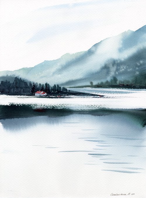 House in the mountains by the lake #6 by Eugenia Gorbacheva
